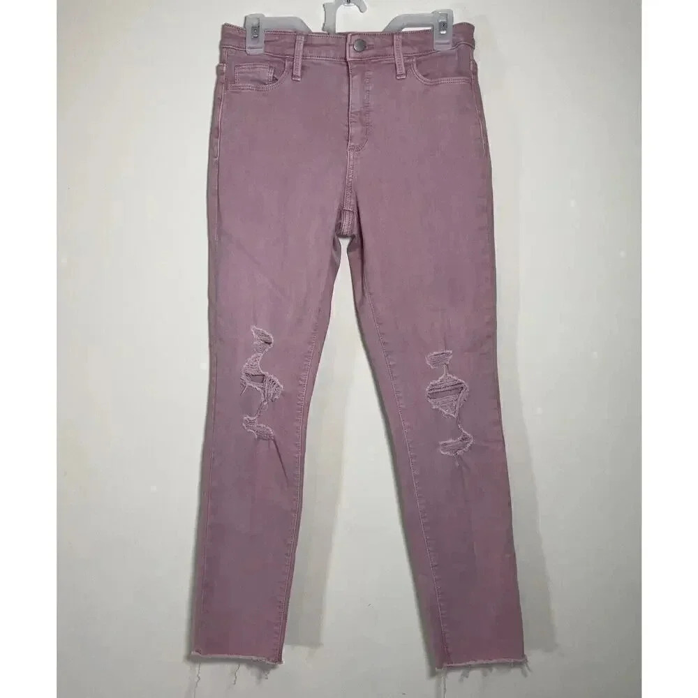 Distressed Pink Jeans Size 4 Denim High Rise Skinny Universal Thread Raw Hem